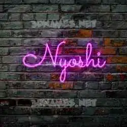 nyoshi in Pink Neon style - 3D name wallpaper