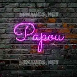 papou in Pink Neon style - 3D name wallpaper