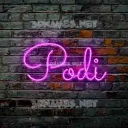 podi in Pink Neon style - 3D name wallpaper