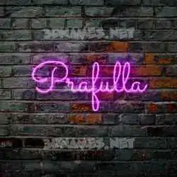 prafulla in Pink Neon style - 3D name wallpaper