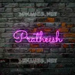 pratheesh in Pink Neon style - 3D name wallpaper