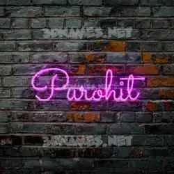 purohit in Pink Neon style - 3D name wallpaper
