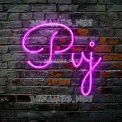 pvj in Pink Neon style - 3D name wallpaper