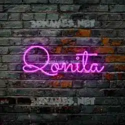 qonita in Pink Neon style - 3D name wallpaper