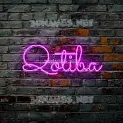 qotiba in Pink Neon style - 3D name wallpaper