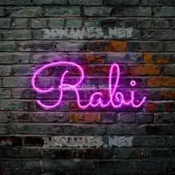 rabi in Pink Neon style - 3D name wallpaper