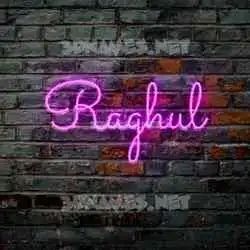 raghul in Pink Neon style - 3D name wallpaper