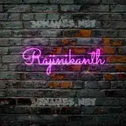 rajinikanth in Pink Neon style - 3D name wallpaper