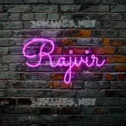 rajvir in Pink Neon style - 3D name wallpaper