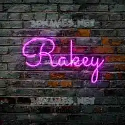 rakey in Pink Neon style - 3D name wallpaper