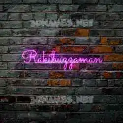 rakibuzzaman in Pink Neon style - 3D name wallpaper