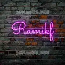 ramikf in Pink Neon style - 3D name wallpaper