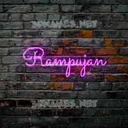 rampujan in Pink Neon style - 3D name wallpaper