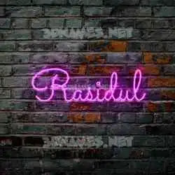 rasidul in Pink Neon style - 3D name wallpaper