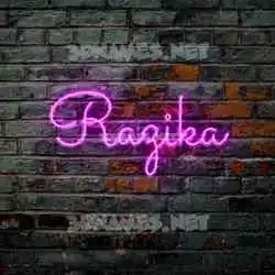 razika in Pink Neon style - 3D name wallpaper