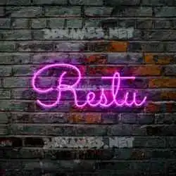 restu in Pink Neon style - 3D name wallpaper