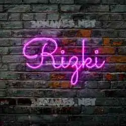 rizki in Pink Neon style - 3D name wallpaper