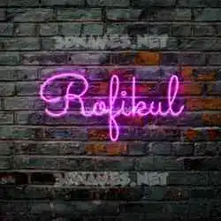 rofikul in Pink Neon style - 3D name wallpaper