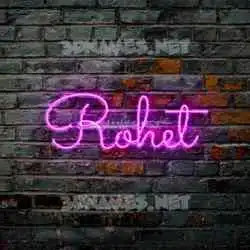 rohet in Pink Neon style - 3D name wallpaper