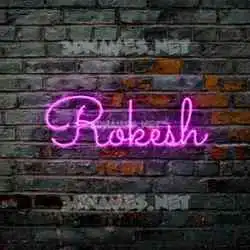 rokesh in Pink Neon style - 3D name wallpaper