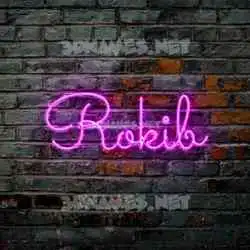 rokib in Pink Neon style - 3D name wallpaper