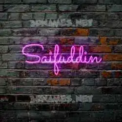 saifuddin in Pink Neon style - 3D name wallpaper