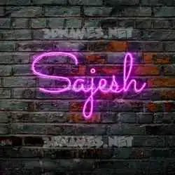 sajesh in Pink Neon style - 3D name wallpaper