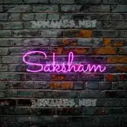 saksham in Pink Neon style - 3D name wallpaper