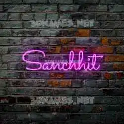 sanchhit in Pink Neon style - 3D name wallpaper