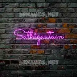 sathigautam in Pink Neon style - 3D name wallpaper