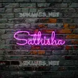 sathisha in Pink Neon style - 3D name wallpaper