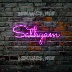 sathyam in Pink Neon style - 3D name wallpaper
