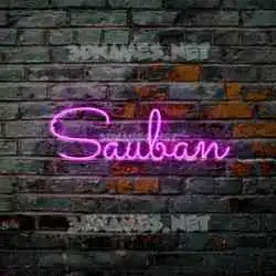 sauban in Pink Neon style - 3D name wallpaper