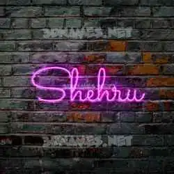 shehru in Pink Neon style - 3D name wallpaper