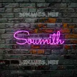soumith in Pink Neon style - 3D name wallpaper
