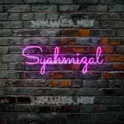 syahmizal in Pink Neon style - 3D name wallpaper