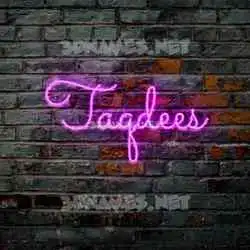 taqdees in Pink Neon style - 3D name wallpaper
