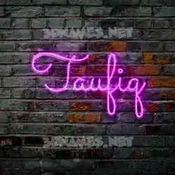 taufiq in Pink Neon style - 3D name wallpaper