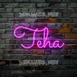 teha in Pink Neon style - 3D name wallpaper