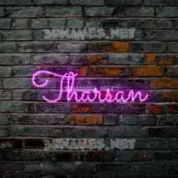 tharsan in Pink Neon style - 3D name wallpaper