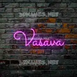 vasava in Pink Neon style - 3D name wallpaper