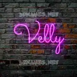 velly in Pink Neon style - 3D name wallpaper