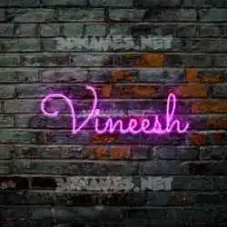 vineesh in Pink Neon style - 3D name wallpaper