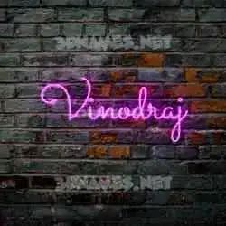 vinodraj in Pink Neon style - 3D name wallpaper