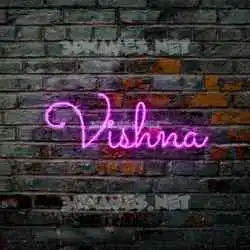 vishna in Pink Neon style - 3D name wallpaper