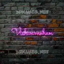 vishwamohan in Pink Neon style - 3D name wallpaper