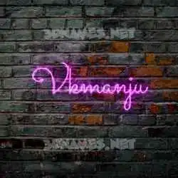 vkmanju in Pink Neon style - 3D name wallpaper