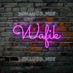 wafik in Pink Neon style - 3D name wallpaper