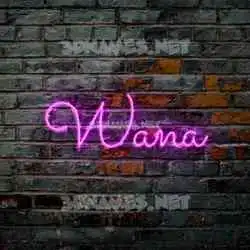 wana in Pink Neon style - 3D name wallpaper