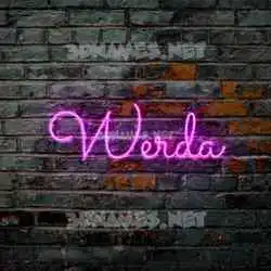 werda in Pink Neon style - 3D name wallpaper